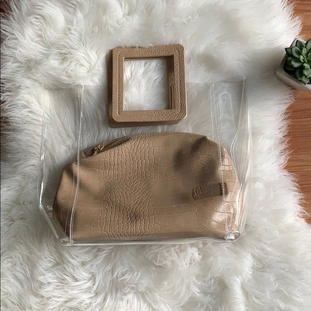 Transparent Tote Bag with Tan Pouch - Picture 1 of 9